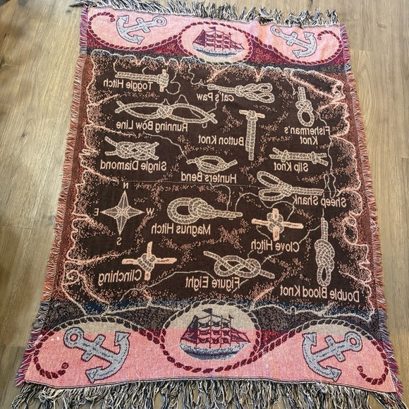 Fisherman Knots Tapestry Throw Blanket Marine 46x60” Nautical Coastal Sailing - Picture 9 of 10